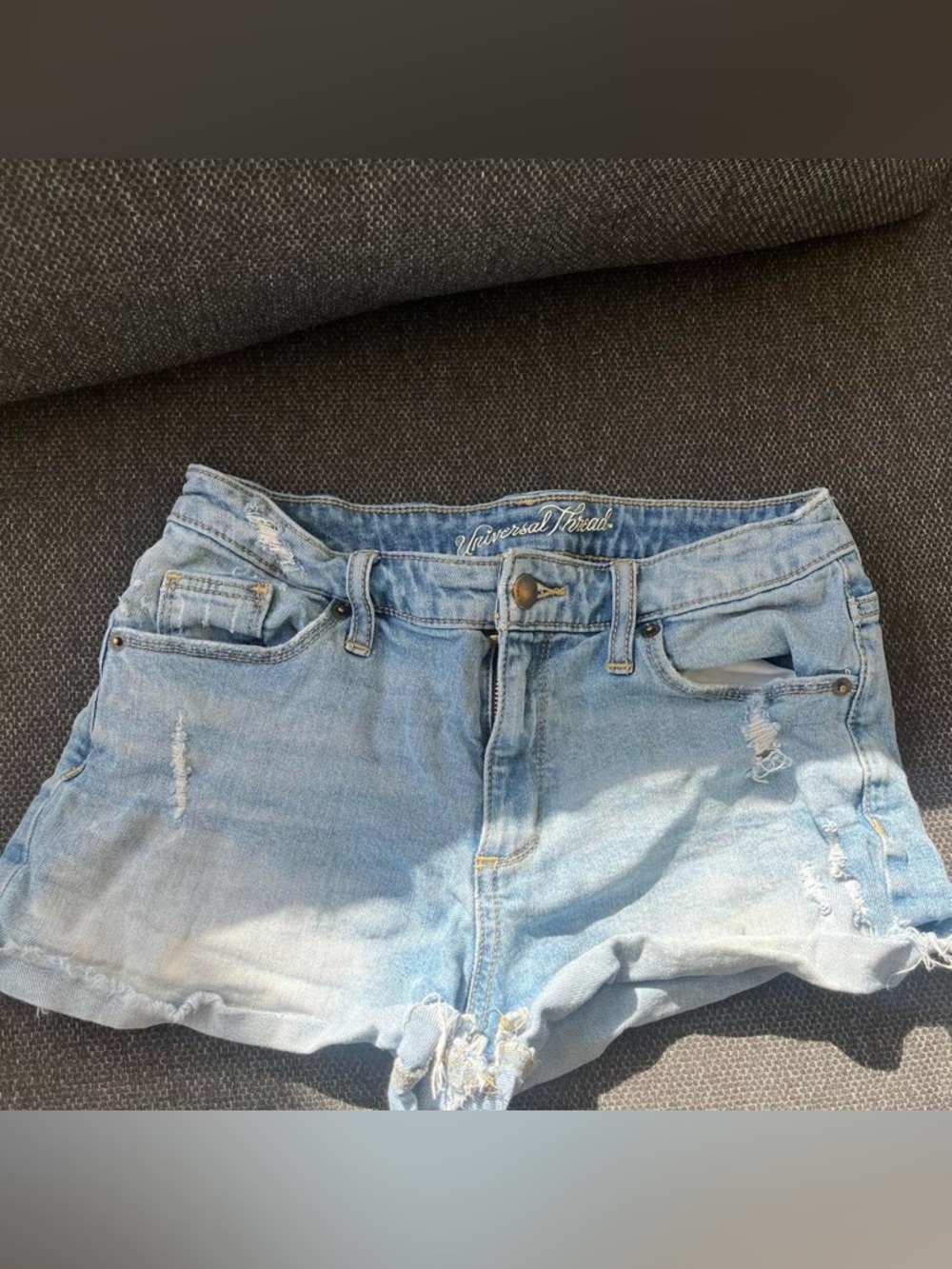Women’s Light Blue Distressed Denim Shorts